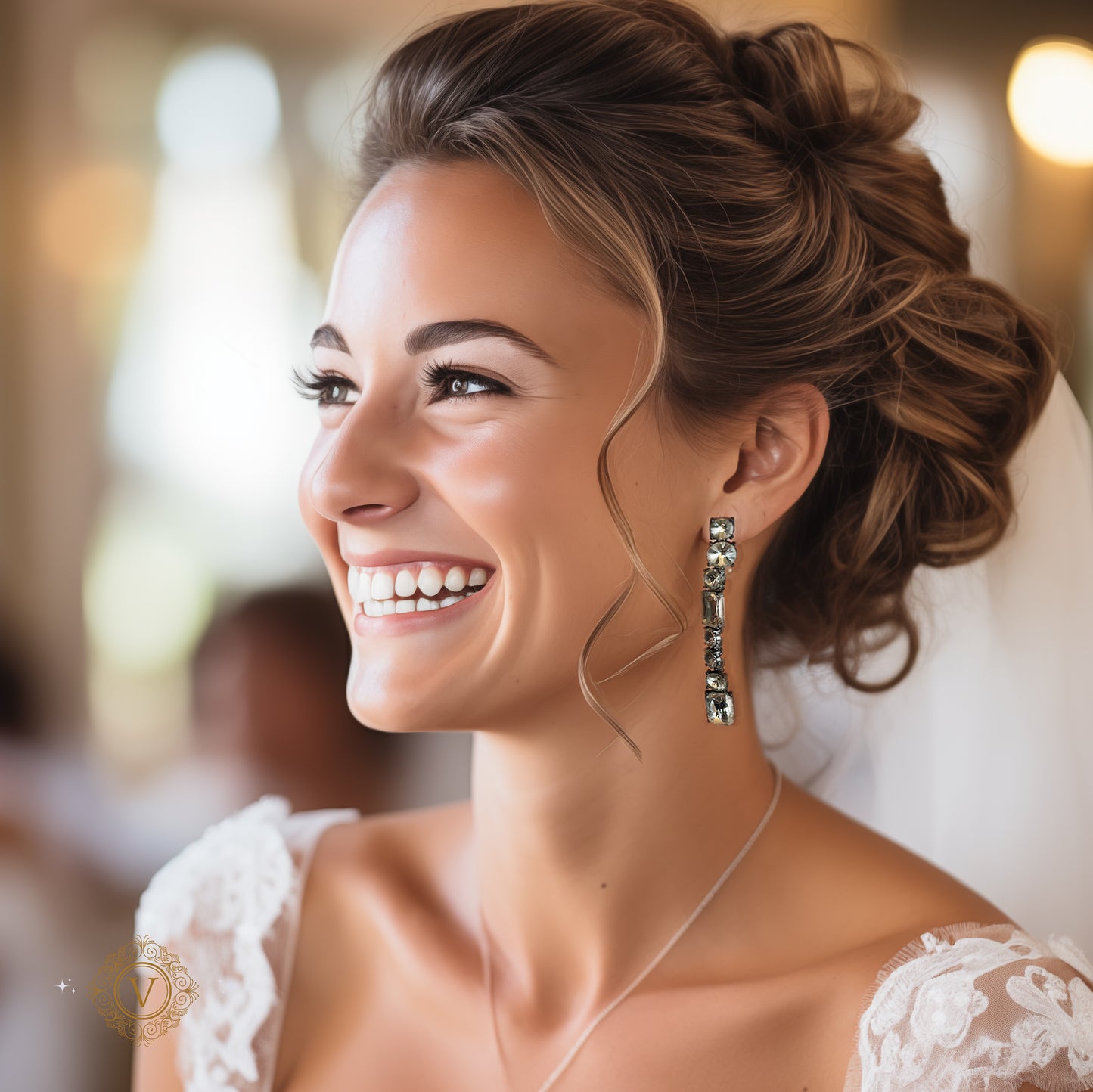 VB Betty Inspired Clear Crystal Bridesmaid Earrings.