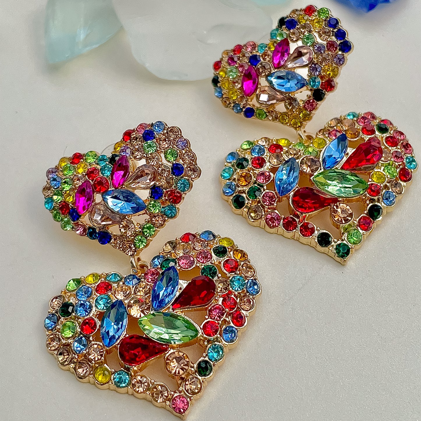 VB Crystal Heart of Radiance Multicolor Earrings.