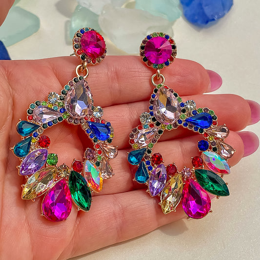 VB Brittany Large Summer Beach Colorful Crystal Earrings.