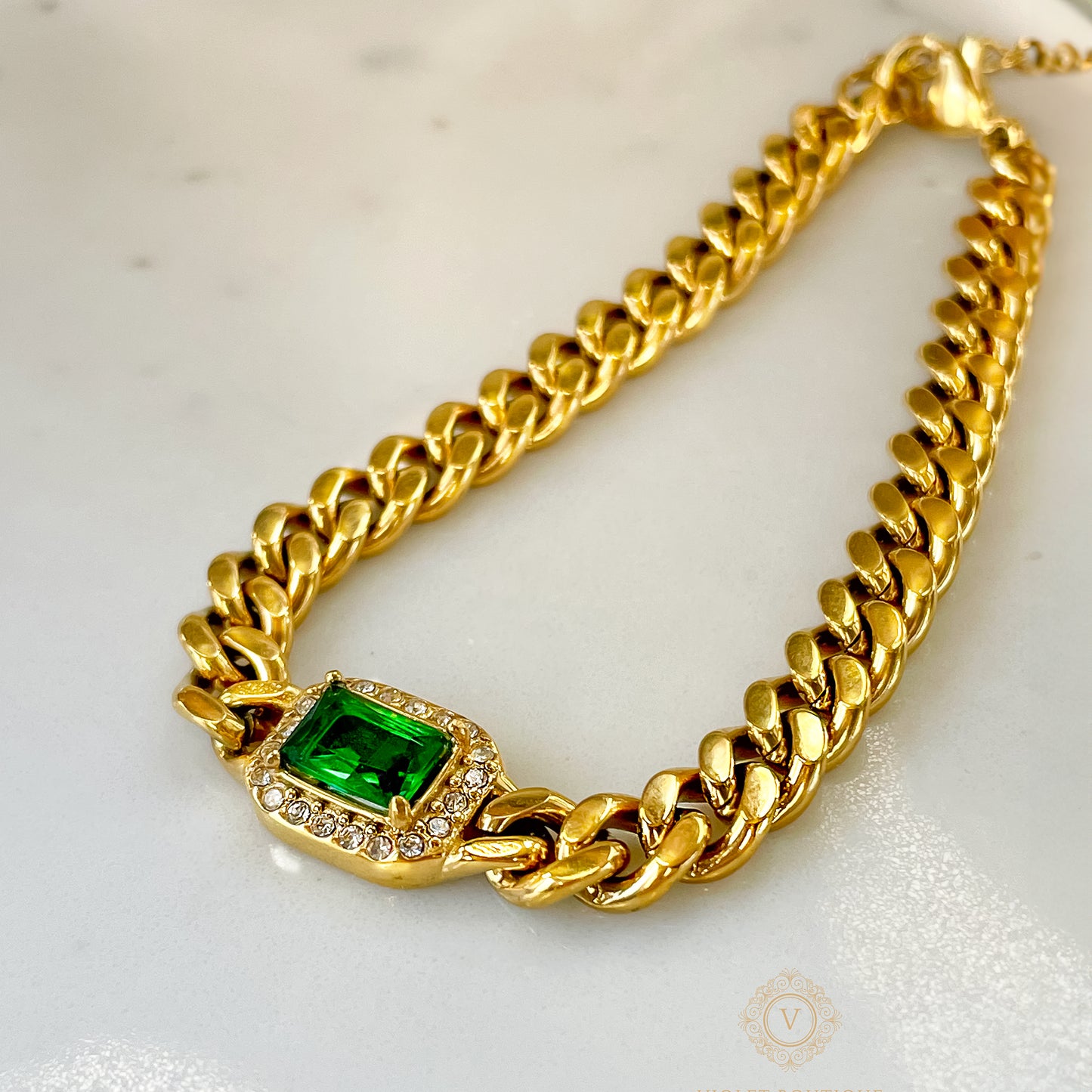 VB Harper 18K Gold Plated Collection Link Cuban Chain Bracelet.