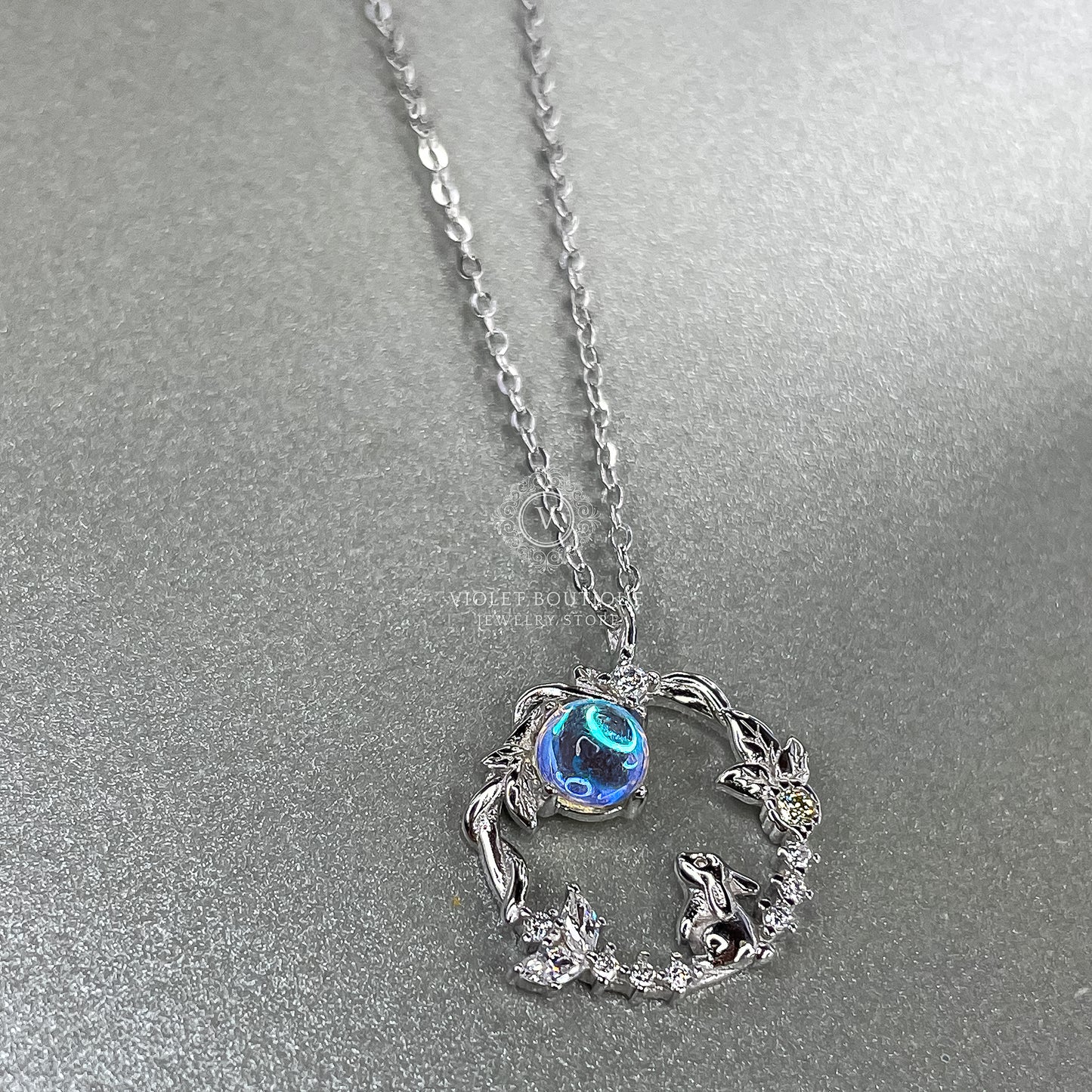 VB Sterling Silver Rabbit Necklace.