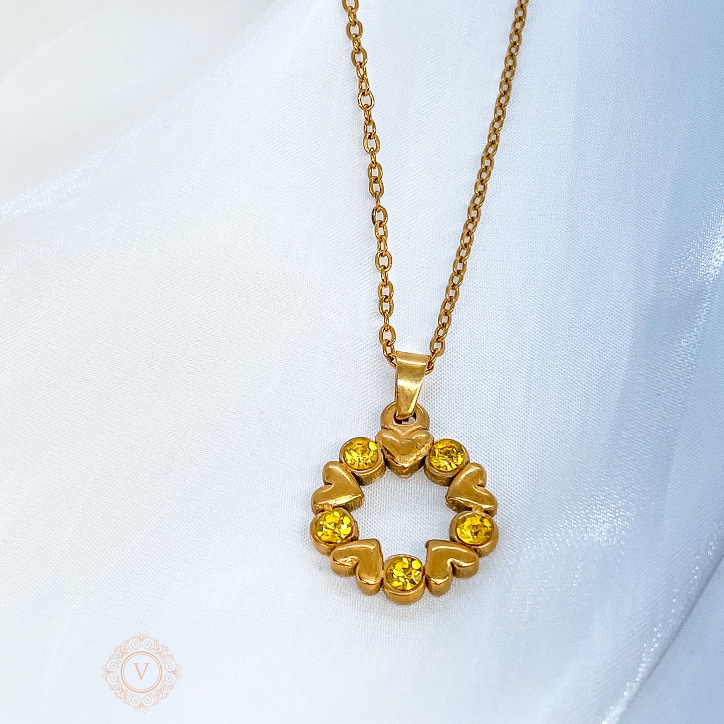 VB Alexandria 18K Gold Plated Golden Sunshine Circle Pendant.