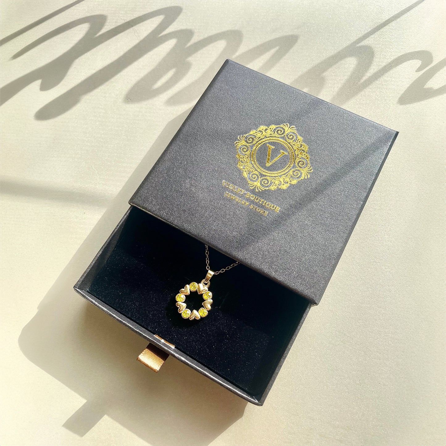 VB Alexandria 18K Gold Plated Golden Sunshine Circle Pendant.