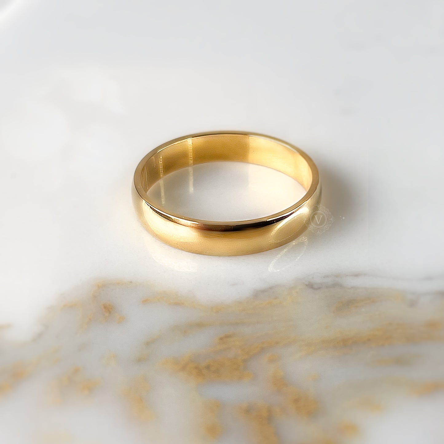 VB Tarnish-Free Stainless Steel 18K Gold Plated Band Ring.