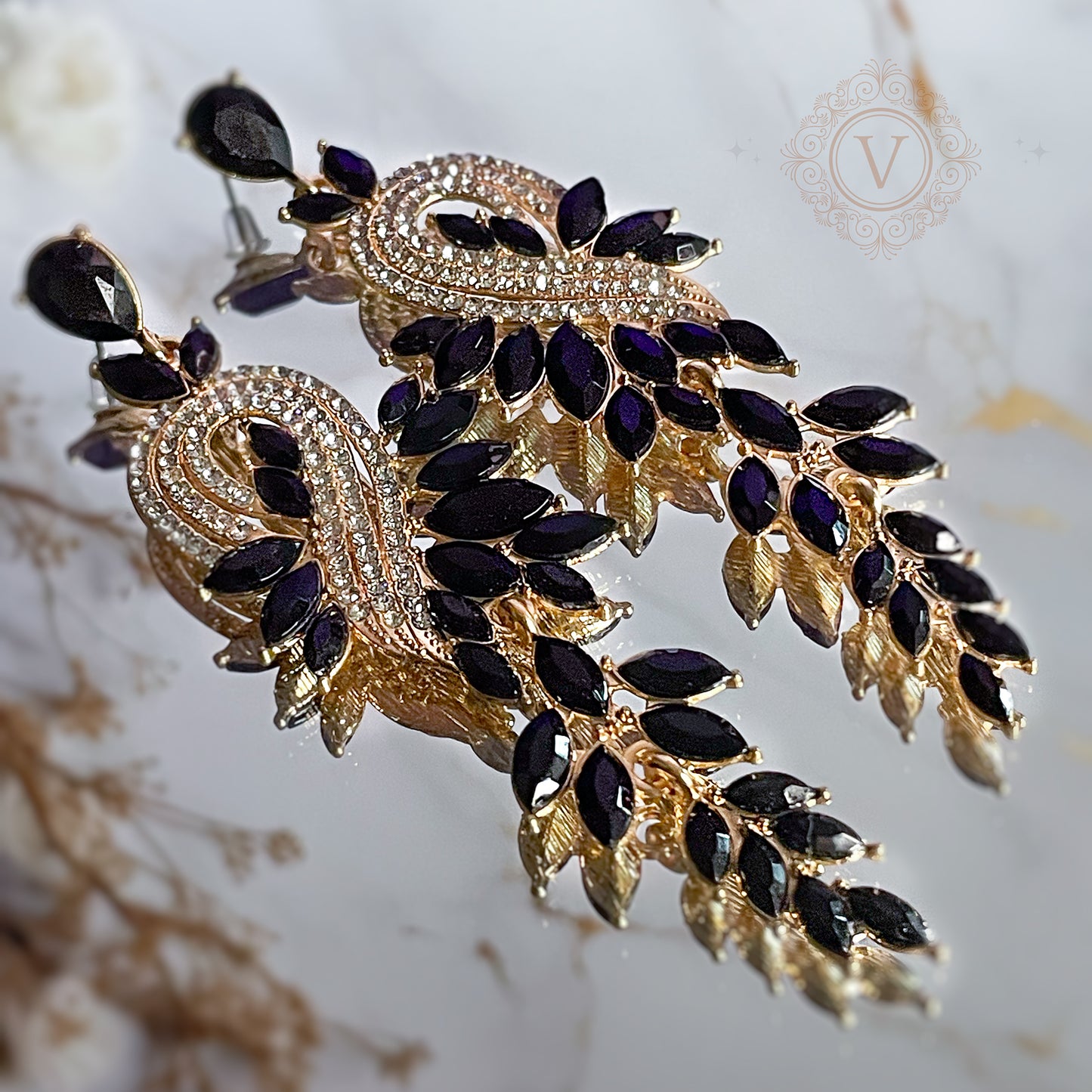 Baroque Brilliance - The Chandelier Black Crystal Earrings.
