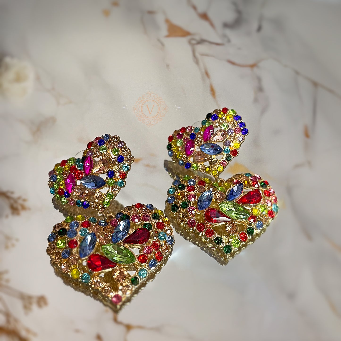 VB Crystal Heart of Radiance Multicolor Earrings.