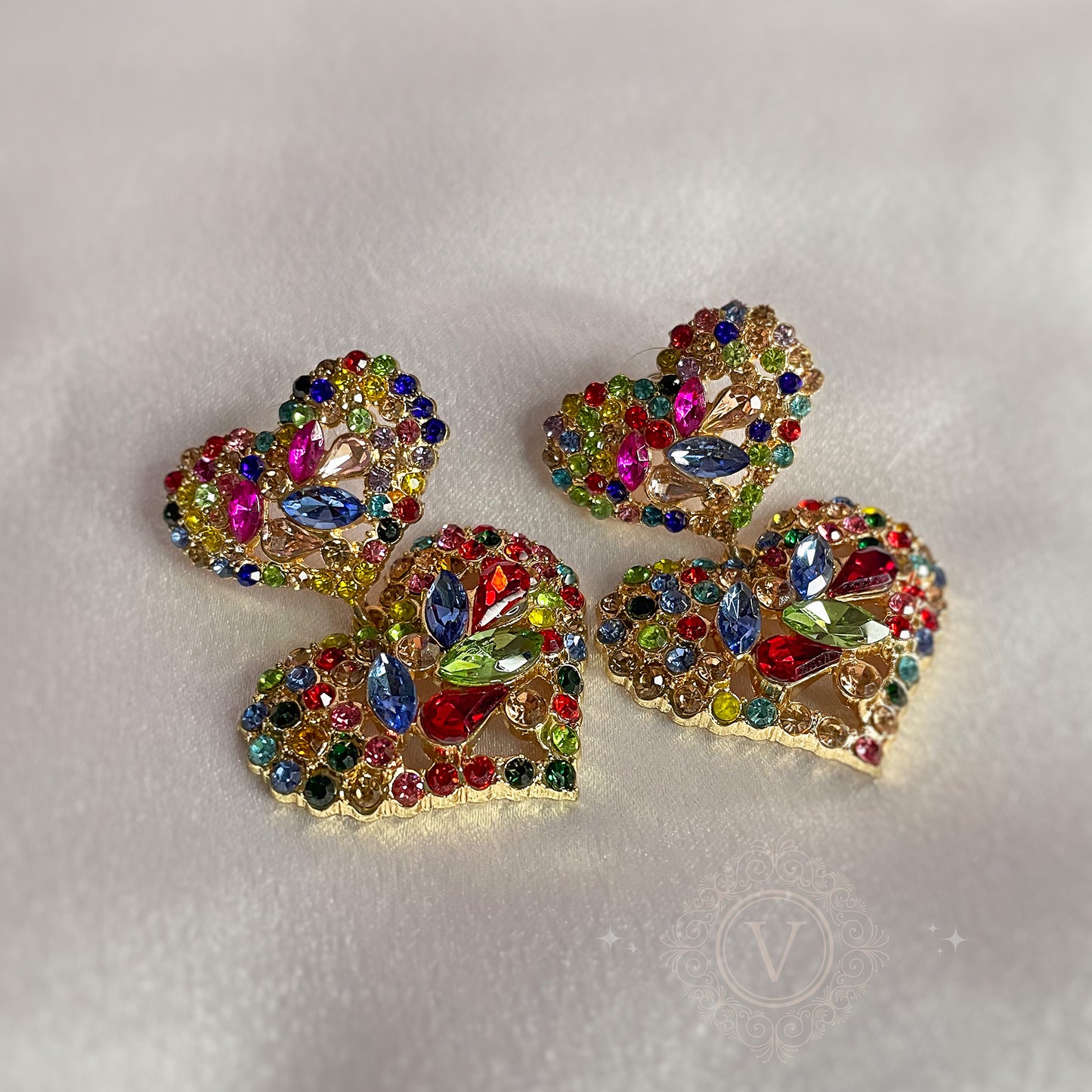 VB Crystal Heart of Radiance Multicolor Earrings.