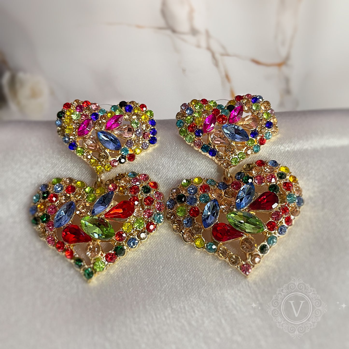 VB Crystal Heart of Radiance Multicolor Earrings.