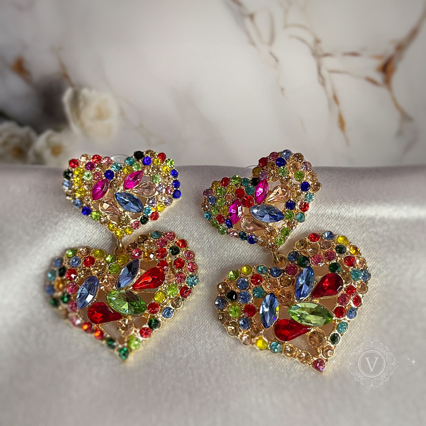 VB Crystal Heart of Radiance Multicolor Earrings.