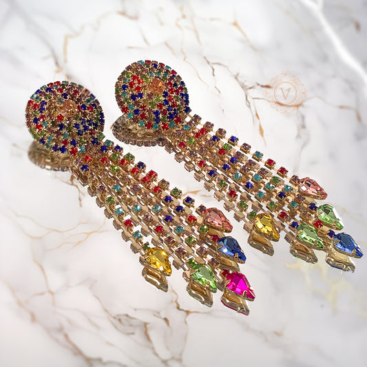 VB Annette, Radiant Cascade Earrings-A Waterfall of Color.