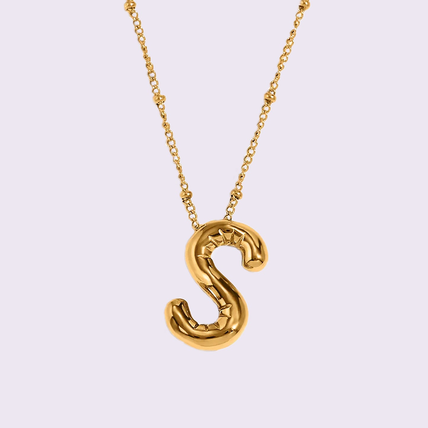 VB 3D Balloon Letter Necklace 18K Gold Plated.