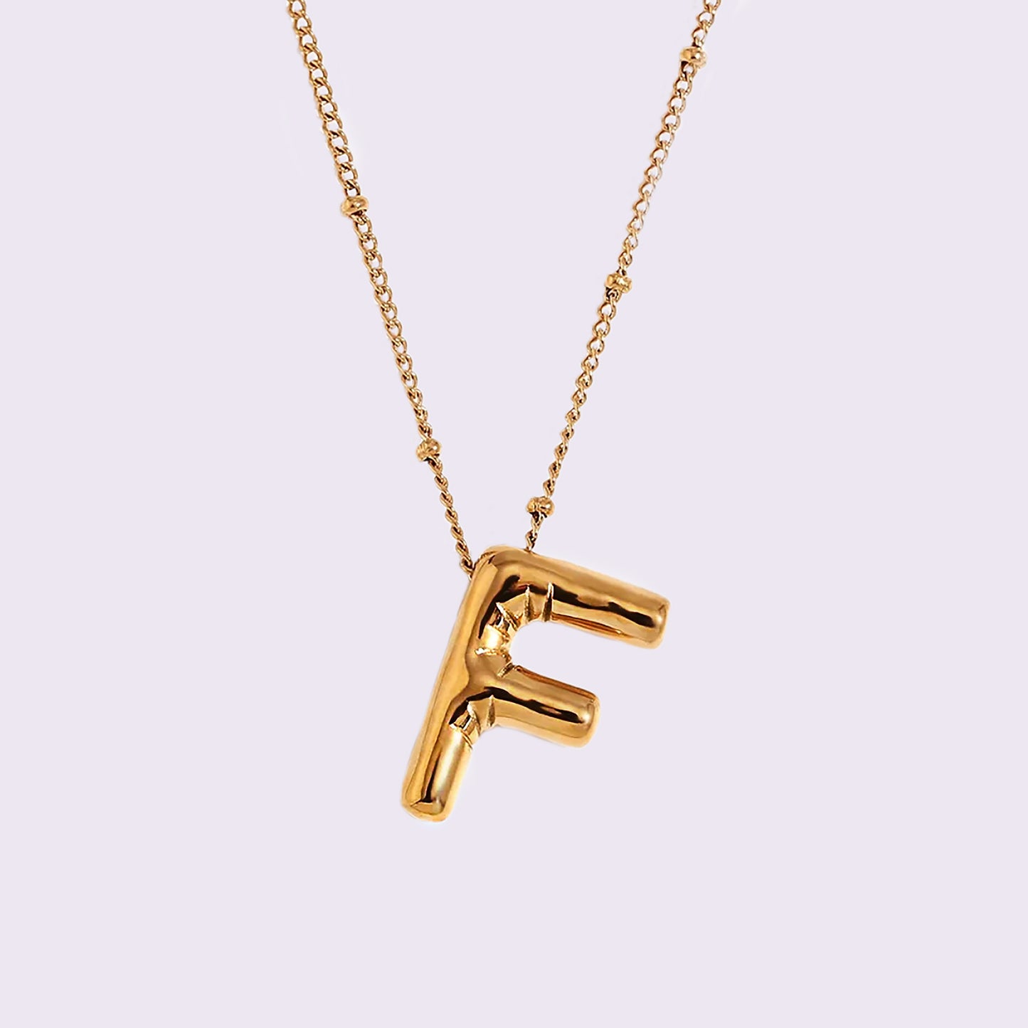 VB 3D Balloon Letter Necklace 18K Gold Plated.