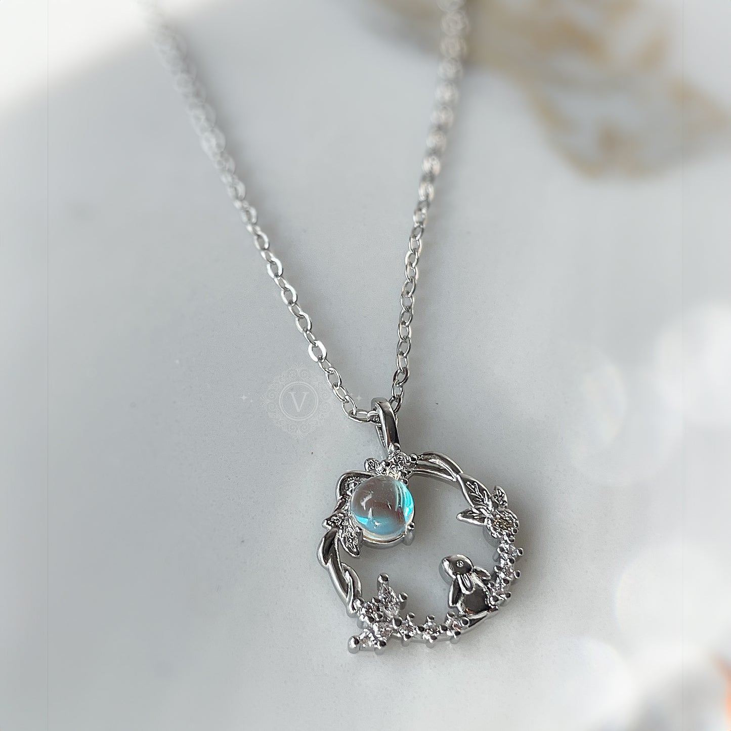 VB Sterling Silver Rabbit Necklace.