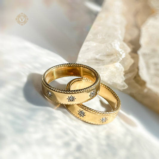 18K Gold Plated Waterproof Celestial Radiance Ring with Zircon.