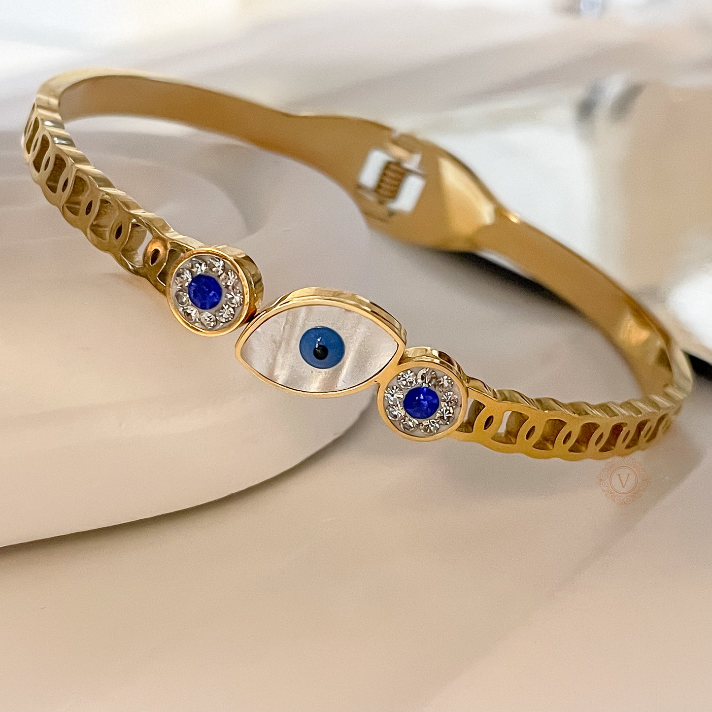 18K Gold Plated Evil Eye Bracelet - Agnes.