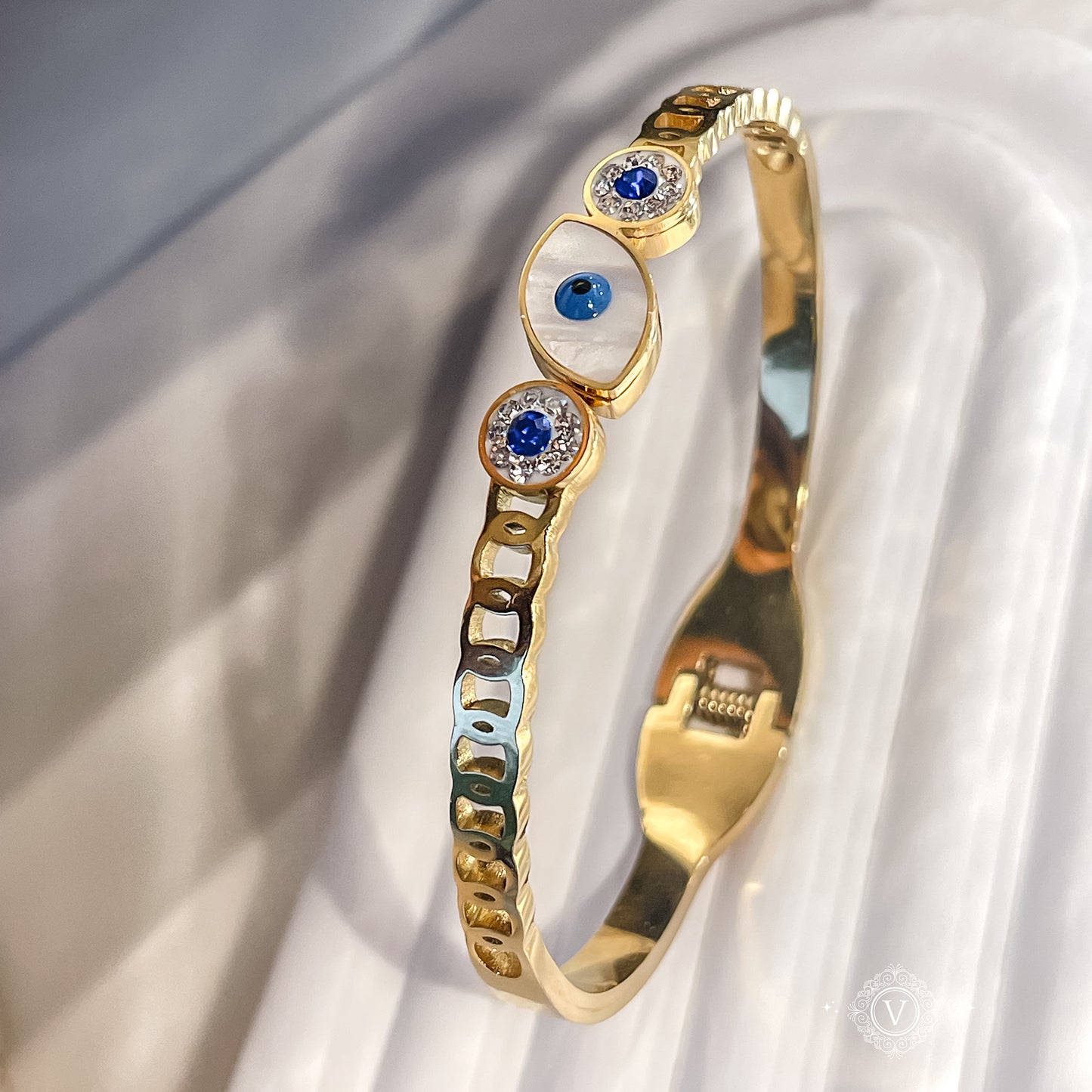 18K Gold Plated Evil Eye Bracelet - Agnes.