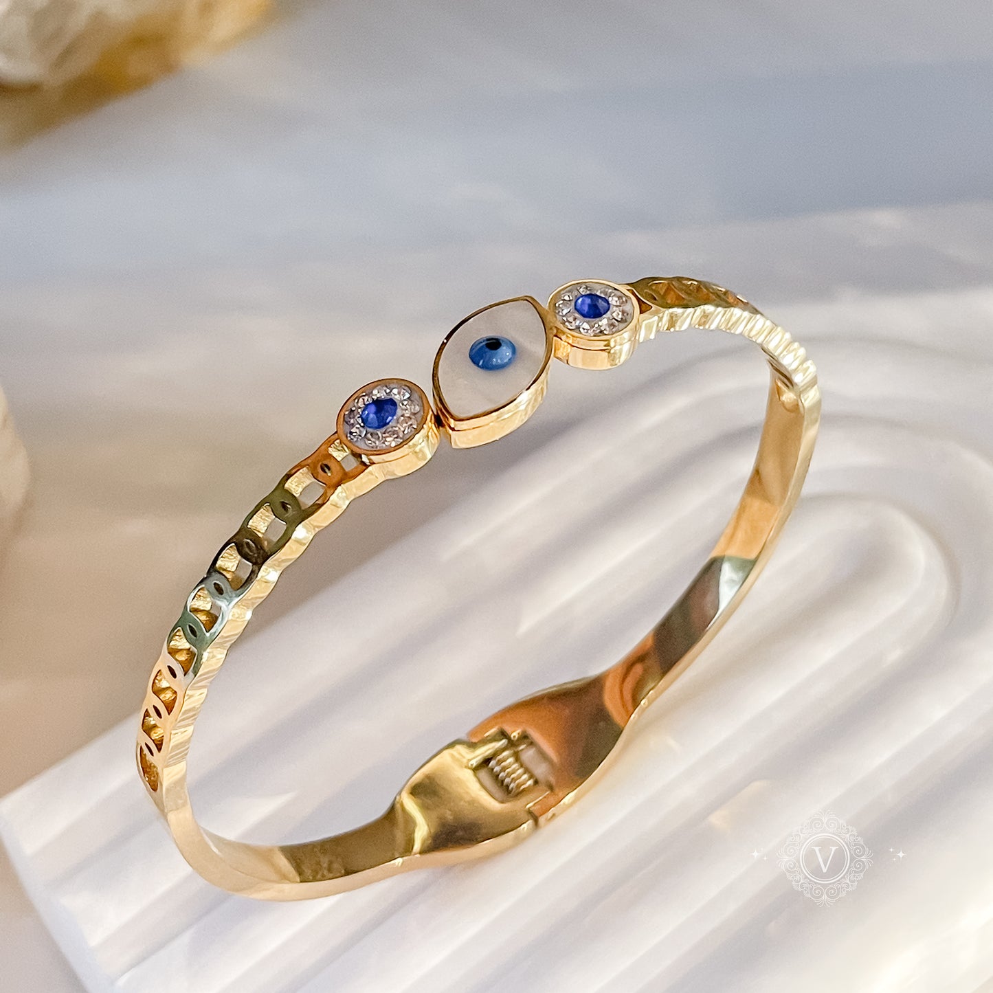 18K Gold Plated Evil Eye Bracelet - Agnes.