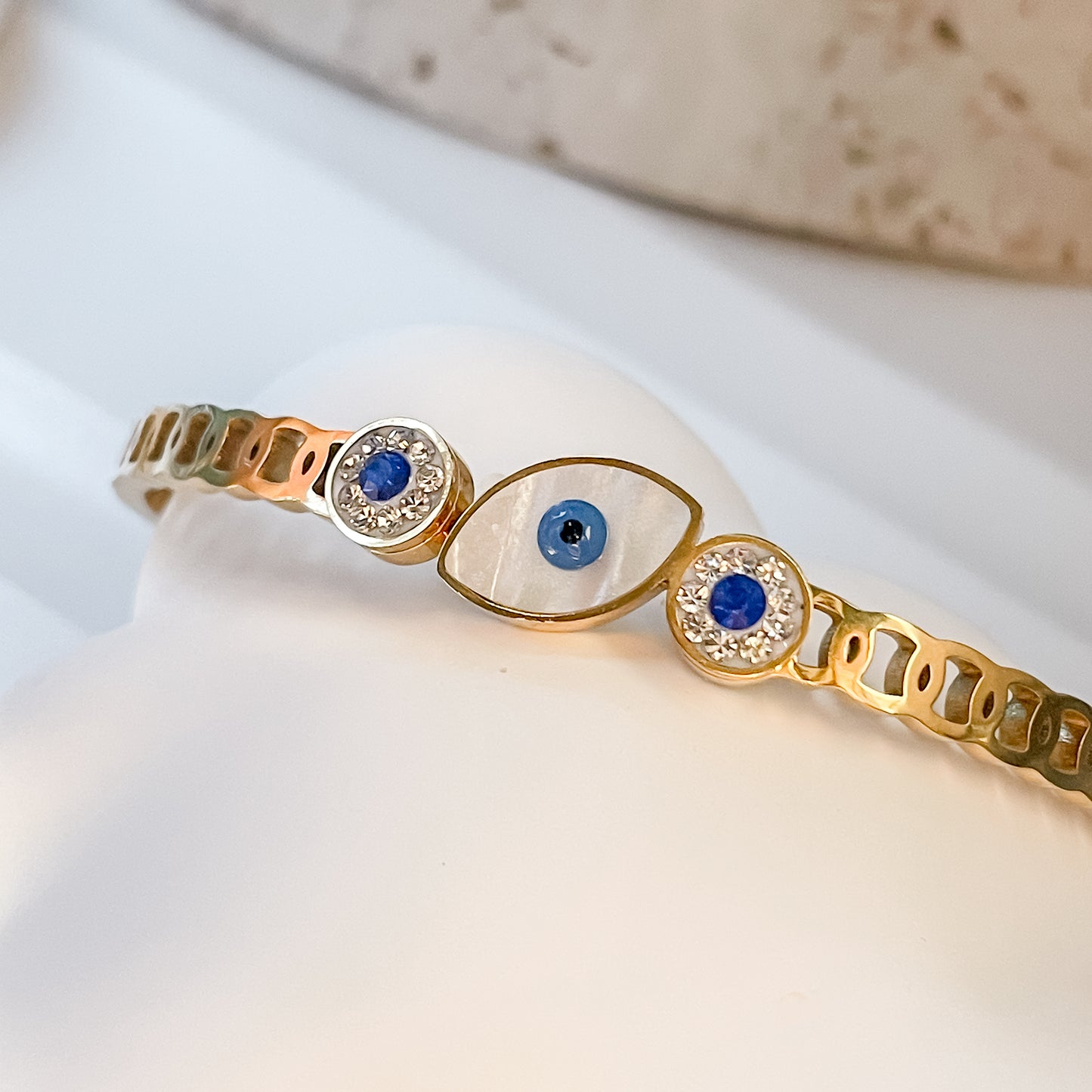 18K Gold Plated Evil Eye Bracelet - Agnes.