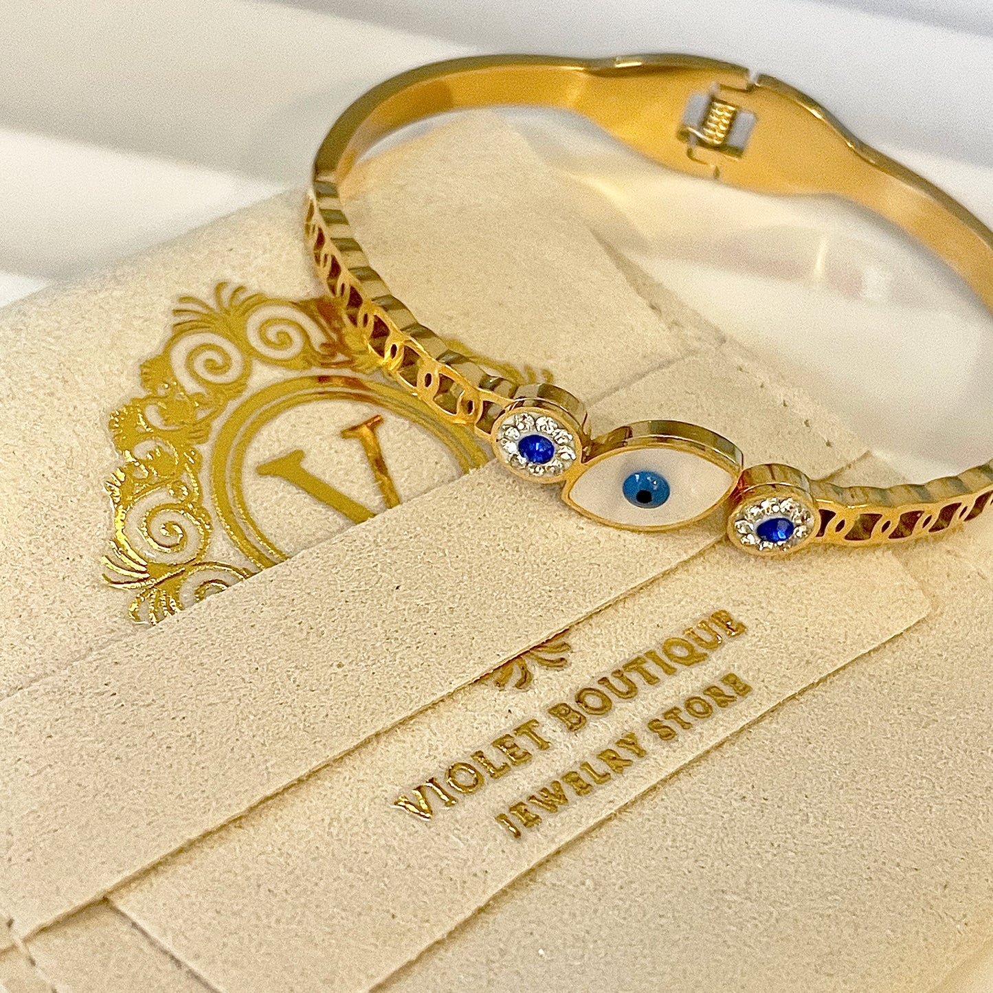 18K Gold Plated Evil Eye Bracelet - Agnes.