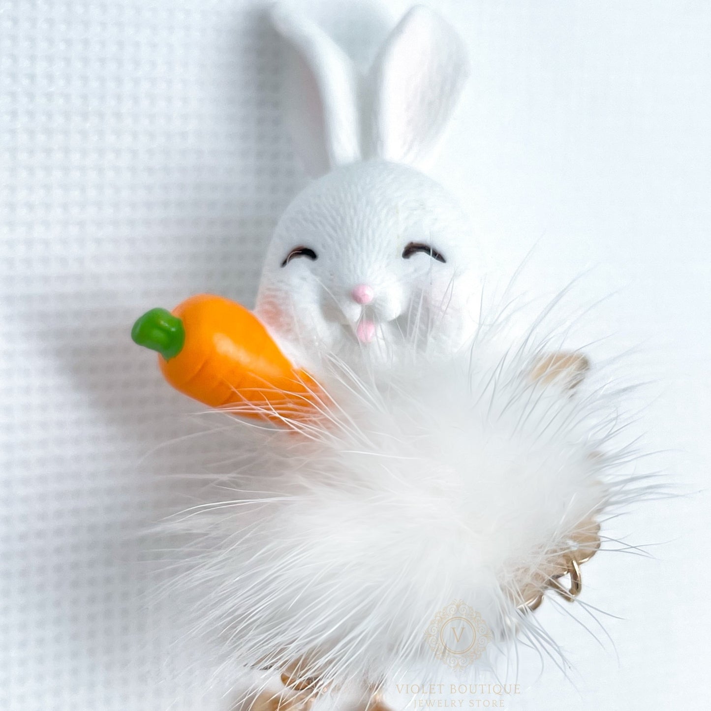 Rabbit with Carrot 🥕 Hair Clip.