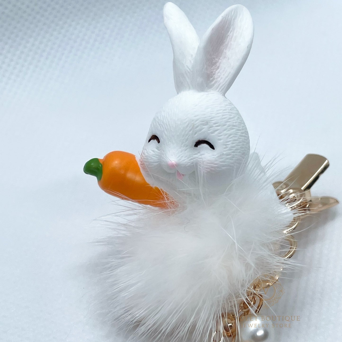 Rabbit with Carrot 🥕 Hair Clip.